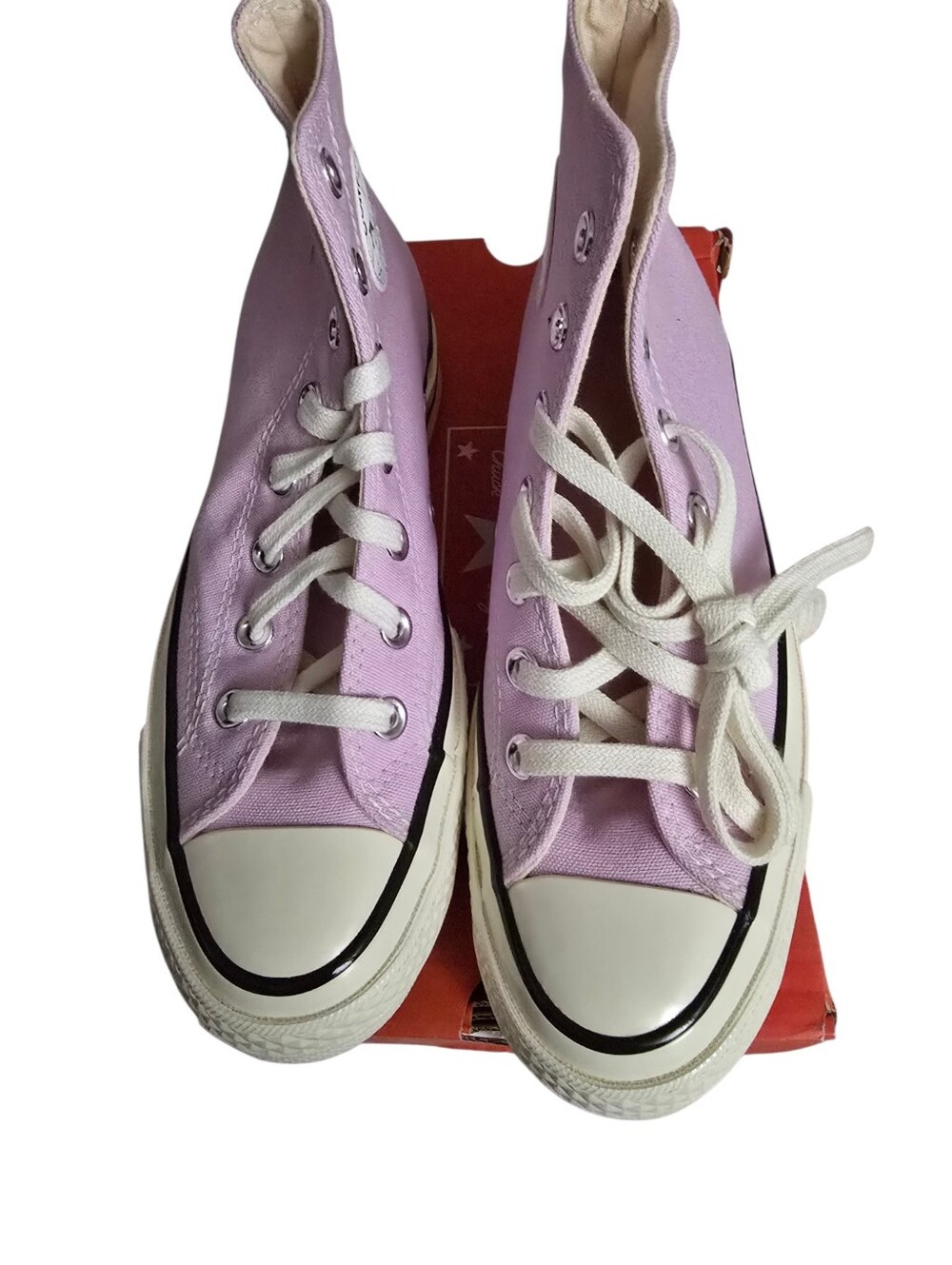 Converse High Top Sneakers - Lavender Canvas with White Accents - Picture 2 of 5